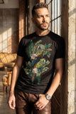Barabas Wholesale Men's Laurent Tropical Iguana Rhinestone T-Shirt 6TR02 Black