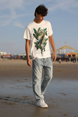 Barabas Men's Laurent Tropical Iguana Rhinestone T-Shirt 6TR02 White