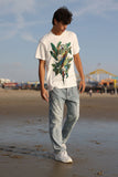 Barabas Men's Laurent Tropical Iguana Rhinestone T-Shirt 6TR02 White