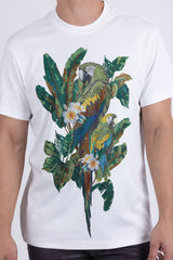 Barabas Wholesale Men's Laurent Tropical Iguana Rhinestone T-Shirt 6TR02 White