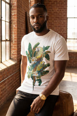 Barabas Wholesale Men's Laurent Tropical Iguana Rhinestone T-Shirt 6TR02 White