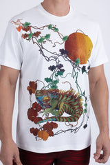 Barabas Wholesale Men's Rhinestone Iguana Floral Crew-neck T-shirt 6STR03 Multi