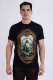 Barabas Wholesale Men's San Judas Tadeo Rhinestone T-Shirt Crew Neck 6TR04 Black