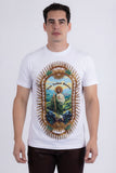 Barabas Wholesale Men's San Judas Tadeo Rhinestone T-Shirt Crew Neck 6TR04 White