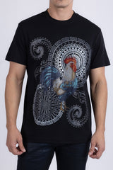 Barabas Wholesale Men's Rooster Geometric Rhinestones Crew Neck Shirt 6TR05 Black