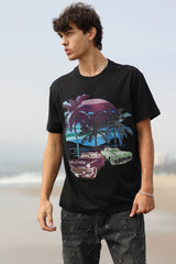 Barabas Men's Palm Beach Rhinestone Stretch Crew Neck T-Shirt 6TR07 Black