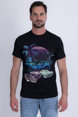 Barabas Men's Palm Beach Rhinestone Stretch Crew Neck T-Shirt 6TR07 Black