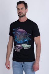 Barabas Men's Palm Beach Rhinestone Stretch Crew Neck T-Shirt 6TR07 Black