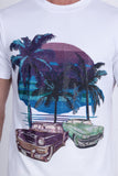 Barabas Men's Palm Beach Rhinestone Stretch Crew Neck T-Shirt 6TR07 White
