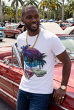 Barabas Men's Palm Beach Rhinestone Stretch Crew Neck T-Shirt 6TR07 White