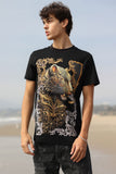 Barabas Men's Panther Rhinestone Stretch Crew Neck T-Shirt 6TR08 Black