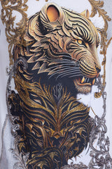 Barabas Men's Panther Rhinestone Stretch Crew Neck T-Shirt 6TR08 White