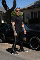 Barabas Men's Rhinestone Geometric Crew-neck T-shirt 6TR11 Black