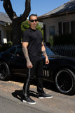 Barabas Men's Rhinestone Geometric Crew-neck T-shirt 6TR11 Black