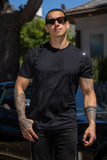Barabas Men's Rhinestone Geometric Crew-neck T-shirt 6TR11 Black