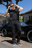 Barabas Men's Rhinestone Casual Denim Stretch Jeans 5ED01 Black