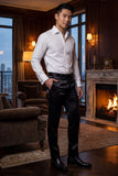 Barabas Men's Solid Color Shiny Dress Pants 6VP1010 Black