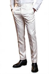 Barabas Men's Solid Color Shiny Dress Pants 6VP1010 White