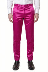 Barabas Men's Solid Color Shiny Dress Pants 6VP1010 Fuchsia