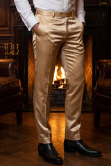 Barabas Men's Solid Color Shiny Dress Pants 6VP1010 Gold
