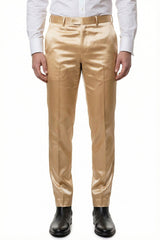 Barabas Men's Solid Color Shiny Dress Pants 6VP1010 Gold