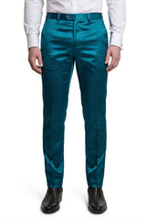 Barabas Men's Solid Color Shiny Dress Pants 6VP1010 Green