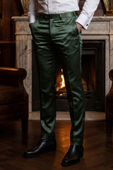 Barabas Men's Solid Color Shiny Dress Pants 6VP1010 Olive