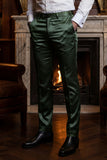 Barabas Men's Solid Color Shiny Dress Pants 6VP1010 Olive