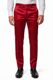 Barabas Men's Solid Color Shiny Dress Pants 6VP1010 Red