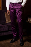 Barabas Men's Solid Color Shiny Dress Pants 6VP1010 Purple