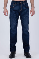Men's Wholesale Western Fleur-De-Lis Arrow Straight-Fit Jeans | BARABAS 6WD01 Blue