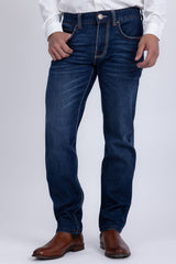 Men's Wholesale Western Fleur-De-Lis Arrow Straight-Fit Jeans | BARABAS 6WD01 Navy