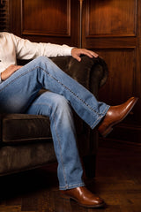 Men's Wholesale Western Fleur-De-Lis "B' Straight-Fit Jeans | BARABAS 6WD02 Light Blue