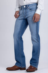 Men's Wholesale Western Fleur-De-Lis "B' Straight-Fit Jeans | BARABAS 6WD02 Light Blue