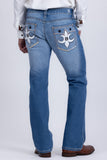 Men's Wholesale Western Fleur-De-Lis "B' Straight-Fit Jeans | BARABAS 6WD02 Blue