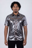 Barabas Wholesale Men's Metallic Shiny Short Sleeve Casual Western Shirt 6WS02 Black Brown