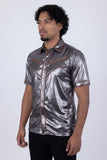 Barabas Wholesale Men's Metallic Shiny Short Sleeve Casual Western Shirt 6WS02 Charcoal Brown