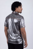 Barabas Wholesale Men's Metallic Shiny Short Sleeve Casual Western Shirt 6WS02 Charcoal