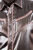 Barabas Wholesale Men's Metallic Shiny Short Sleeve Casual Western Shirt 6WS02 Pink Brown