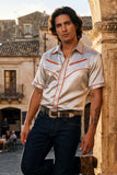 Barabas Wholesale Men's Metallic Shiny Short Sleeve Casual Western Shirt 6WS02 Harbor Mist Orange