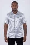 Barabas Wholesale Men's Metallic Shiny Short Sleeve Casual Western Shirt 6WS02 Silver
