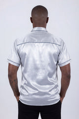 Barabas Wholesale Men's Metallic Shiny Short Sleeve Casual Western Shirt 6WS02 Grey