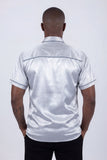 Barabas Wholesale Men's Metallic Shiny Short Sleeve Casual Western Shirt 6WS02 Grey