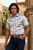 Barabas Wholesale Men's Metallic Shiny Short Sleeve Casual Western Shirt 6WS02 Silver Cool Grey
