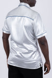 Barabas Wholesale Men's Metallic Shiny Short Sleeve Casual Western Shirt 6WS02 Navy