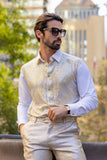 Barabas Wholesale Men's Polka Dot Linear Geometric Long Sleeve Shirt 4B43 White