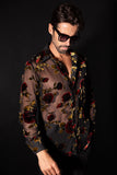 Barabas Wholesale Men's See Through Floral Pattern Long Sleeve Shirts 5B16 Black