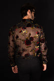 Barabas Wholesale Men's See Through Floral Pattern Long Sleeve Shirts 5B16 Black