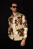 Barabas Wholesale Men's Rhinestones Horse Pattern Long Sleeve Shirts 5SPR04 Beige