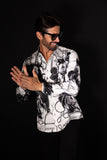 Barabas Wholesale Men's Rhinestones Horse Pattern Long Sleeve Shirts 5SPR04 Silver